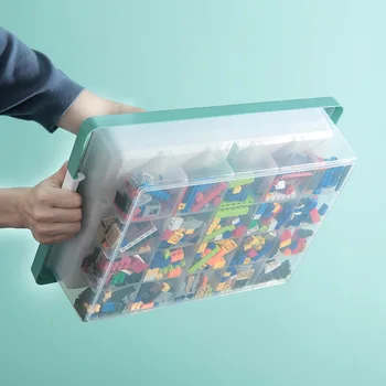 2-уровневый детский ящик для хранения кирпичей, игрушки, экологичный пластиковый настольный органайзер, органайзер для игрушек Lego Brick