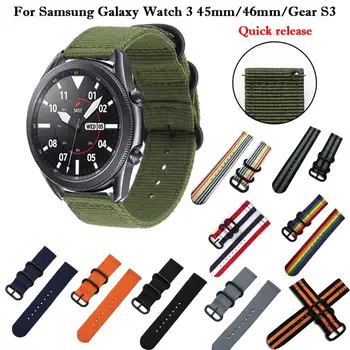 22 мм Смарт-Ремешок Для Samsung Galaxy Watch 3, 45 мм 46 мм, Gear S3 Frontier, Классические Ремешки Для Умных Часов, Холщовый Нейлоновый Ремешок