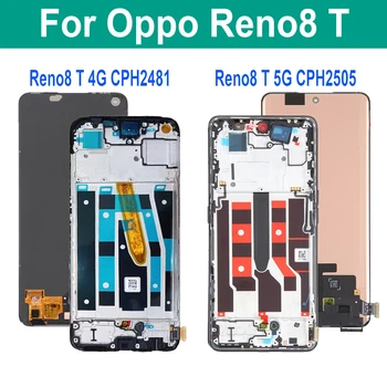 AMOLED Оригинал Для Oppo Reno8 T 4G 5G CPH2481 CPH2505 ЖК-дисплей с Сенсорным экраном Дигитайзер В Сборе Для Oppo Reno 8T LCD