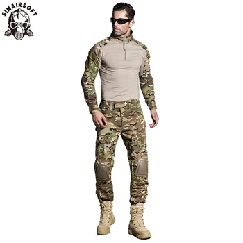 SINAIRSOFT Tactical G3 BDU Камуфляжная Боевая форма Страйкбольная рубашка Брюки С Наколенниками Военная Многокамерная Охотничья Камуфляжная одежда