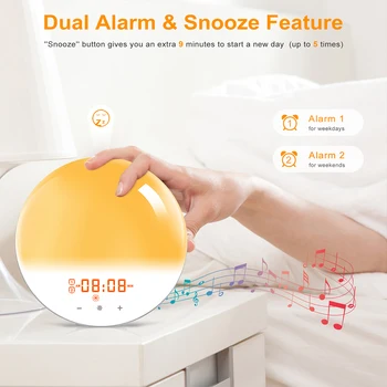 WiFi Smart Wake Up Light Будильник на рабочий день с 7 цветами Восхода/Захода солнца Приложение Smart Life Tuya Работает с Alexa Google Home