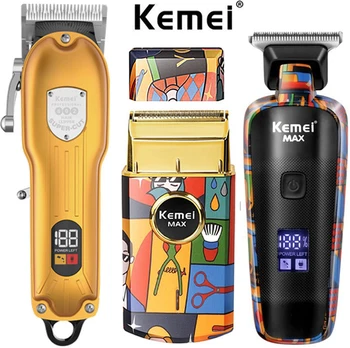 Многофункциональная электрическая машинка для стрижки волос Kemei, Перезаряжаемый Триммер для волос, бритва с граффити, Парикмахерская машинка для стрижки волос